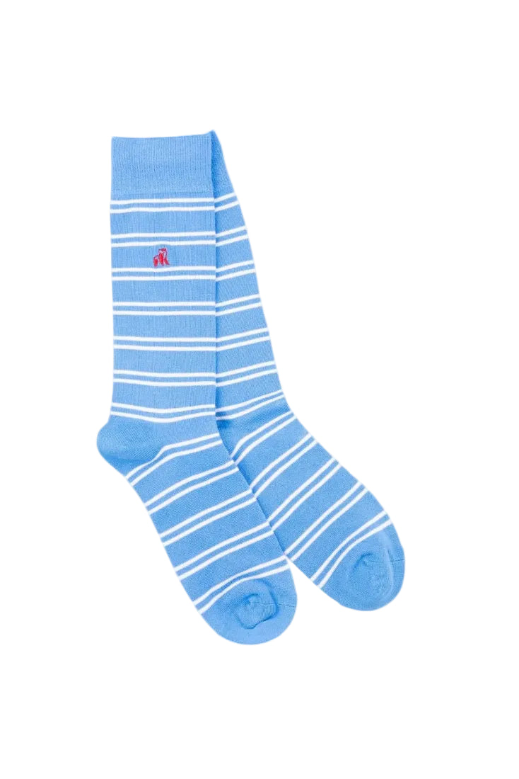 Swole Panda Bamboo Socks SP546 Light Blue Stripe