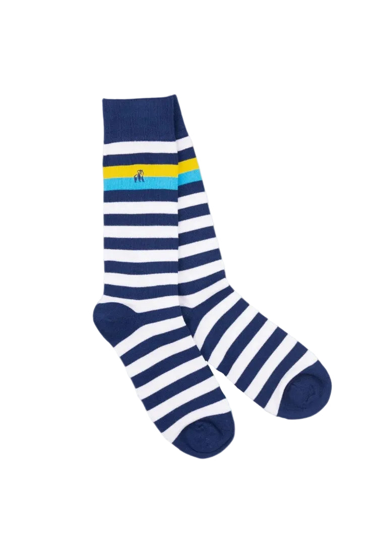 Swole Panda Bamboo Socks SP555 Navy/Yellow/Blue