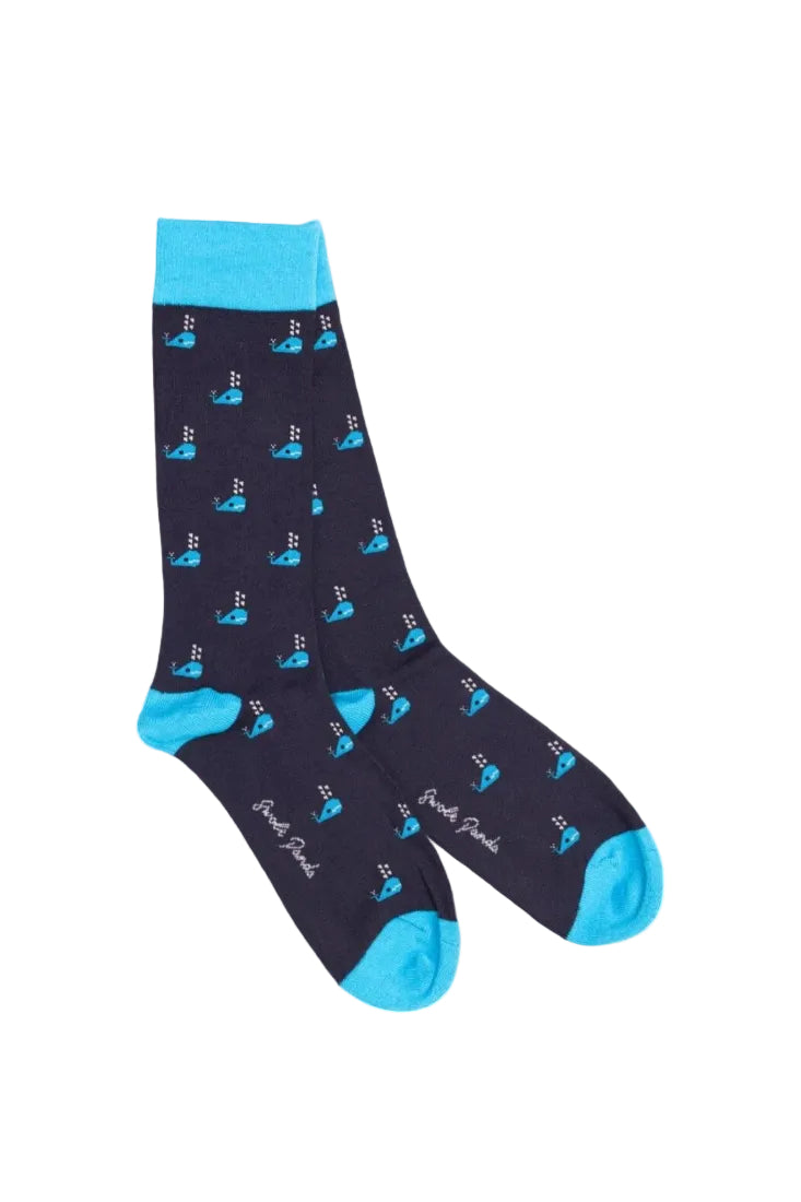 Swole Panda Bamboo Socks SP433 Whales