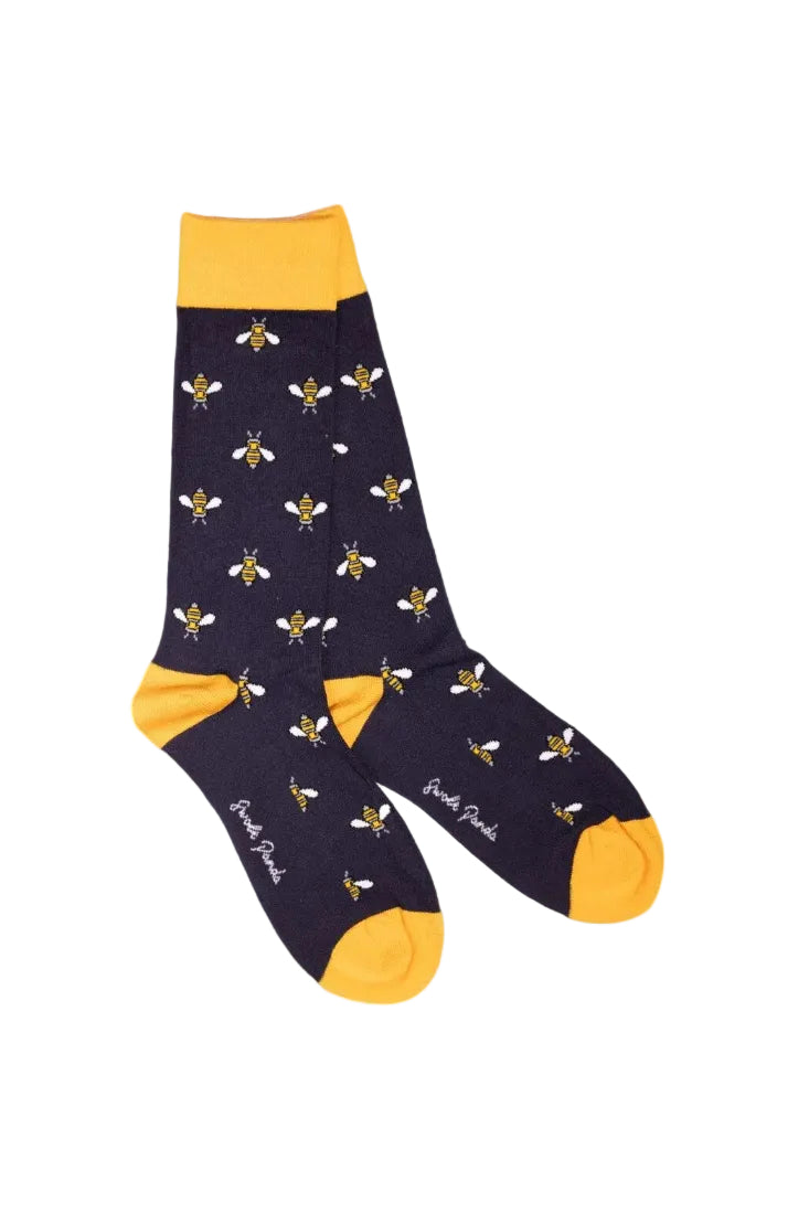 Swole Panda Bamboo Socks SP375 Navy Bumblebee