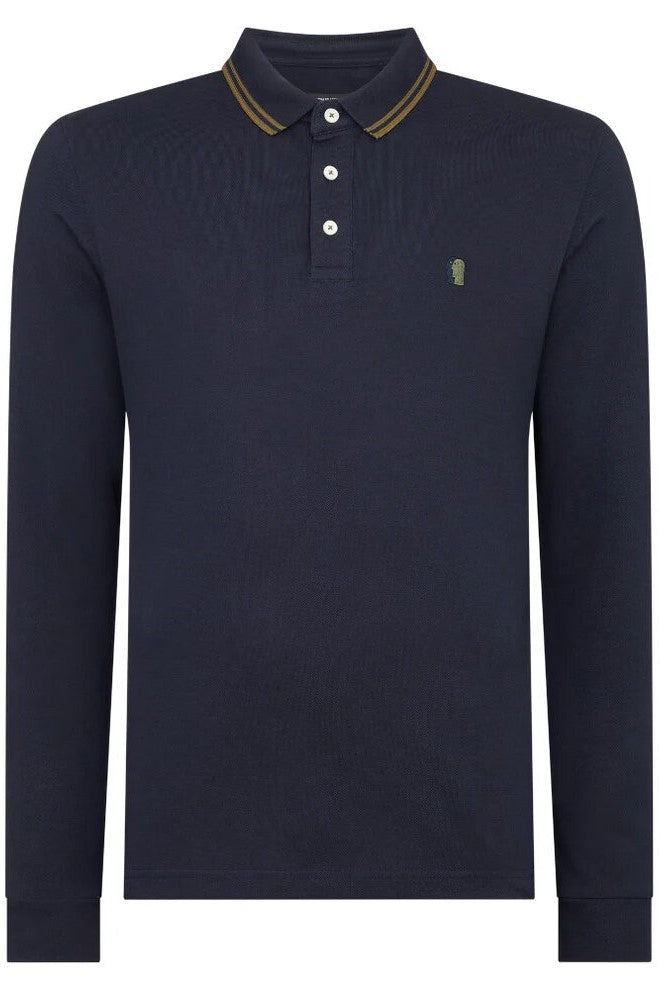 Remus Uomo Long Sleeve Polo Navy Olive 58775