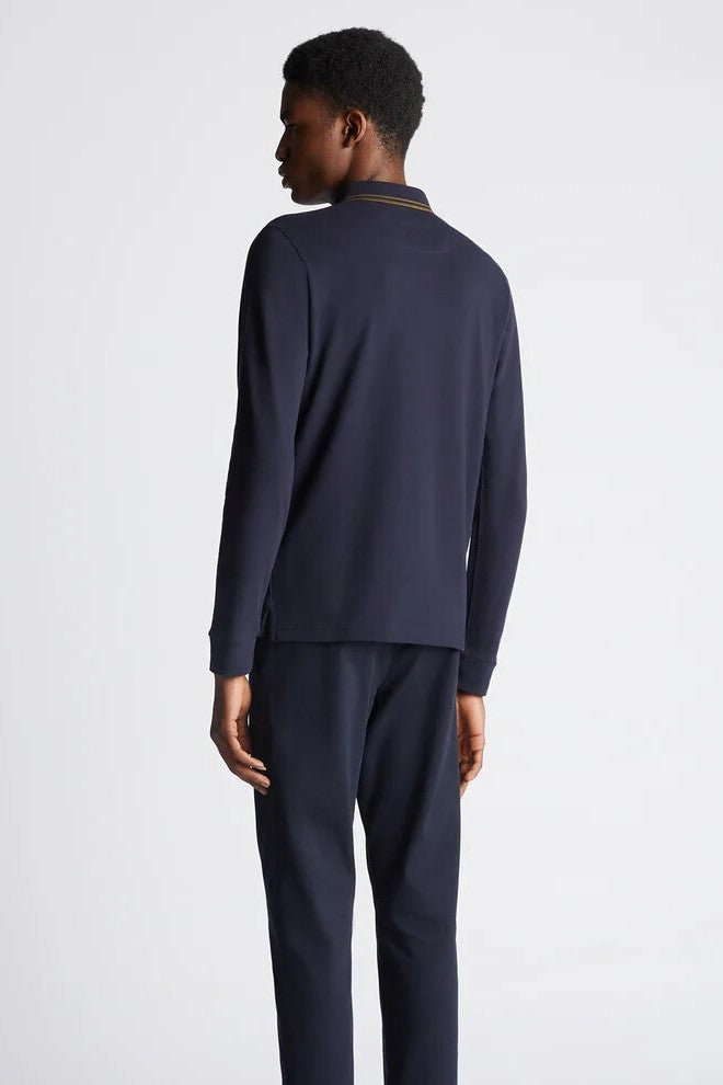 Remus Uomo Long Sleeve Polo Navy Olive 58775