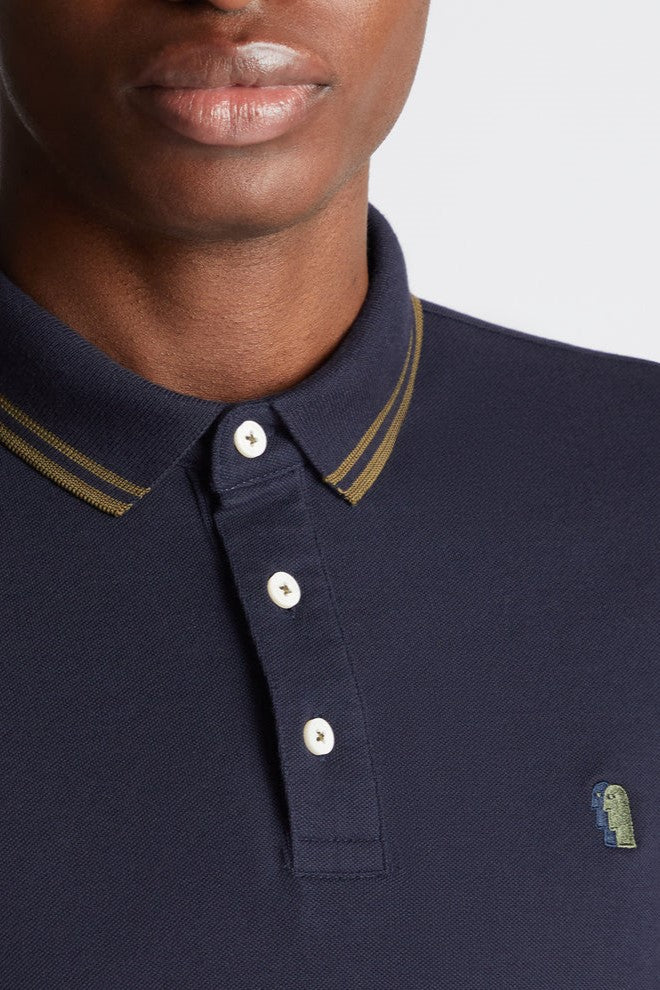 Remus Uomo Long Sleeve Polo Navy Olive 58775