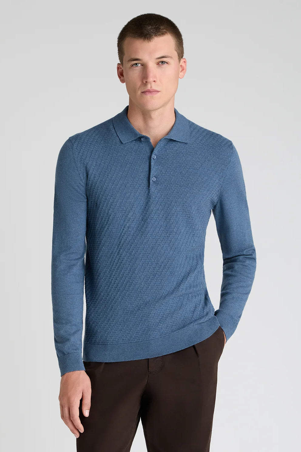 Remus Uomo Long Sleeve Knit Polo Shirt 58881