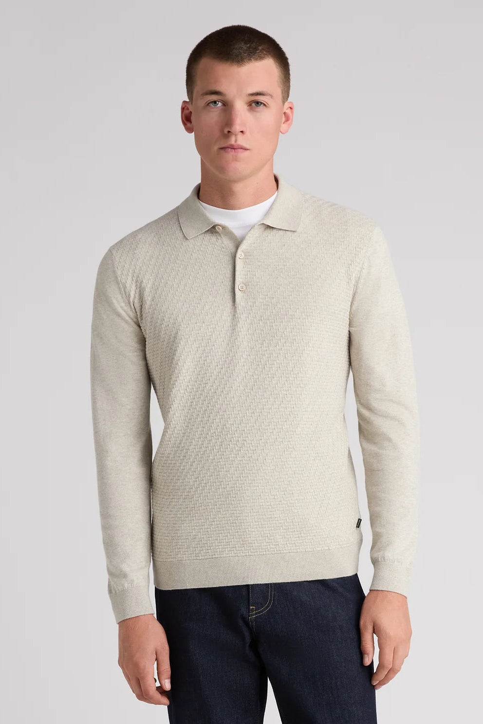 Remus Uomo Long Sleeve Knit Polo Shirt 58881