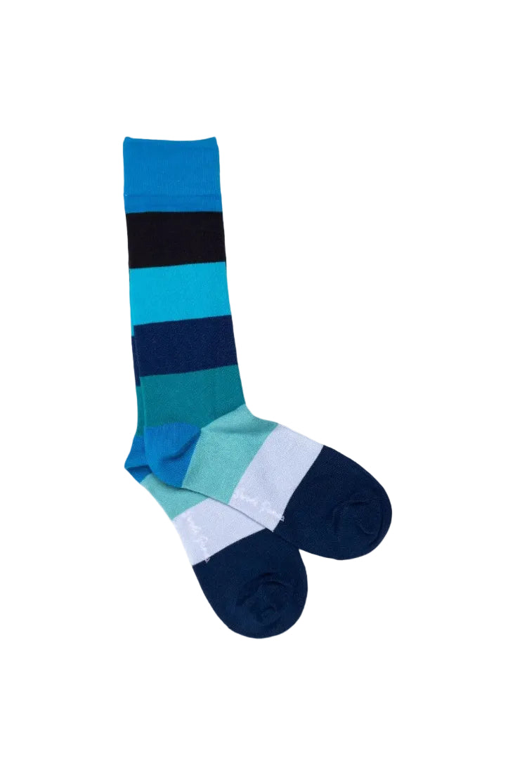 Swole Panda Block Blue Stripe Socks SP428