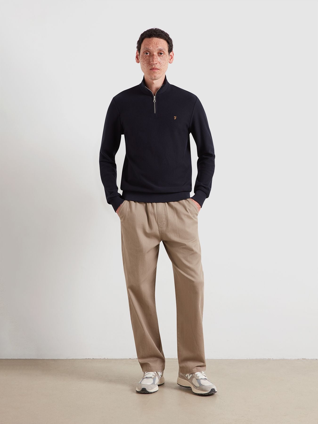 Farah Conrad Textured Quarter Zip Sweatshirt