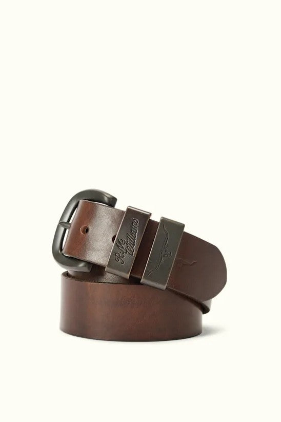 RM Williams Leather Drover Belt Bronze Buckle Light Chocolate