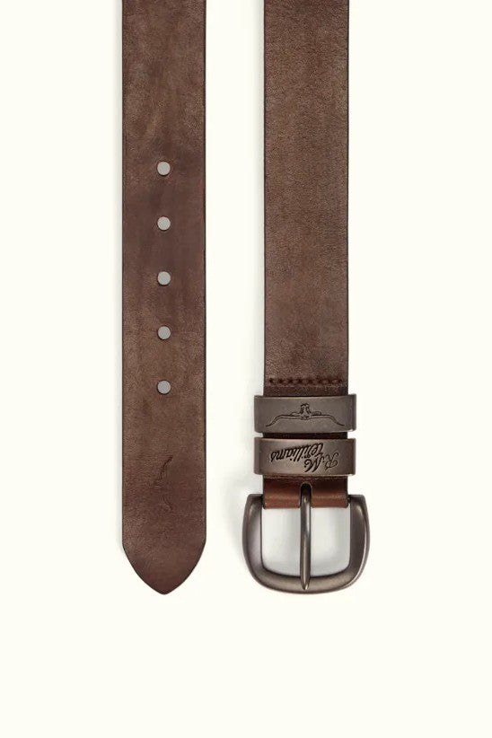 RM Williams Leather Drover Belt Bronze Buckle Light Chocolate