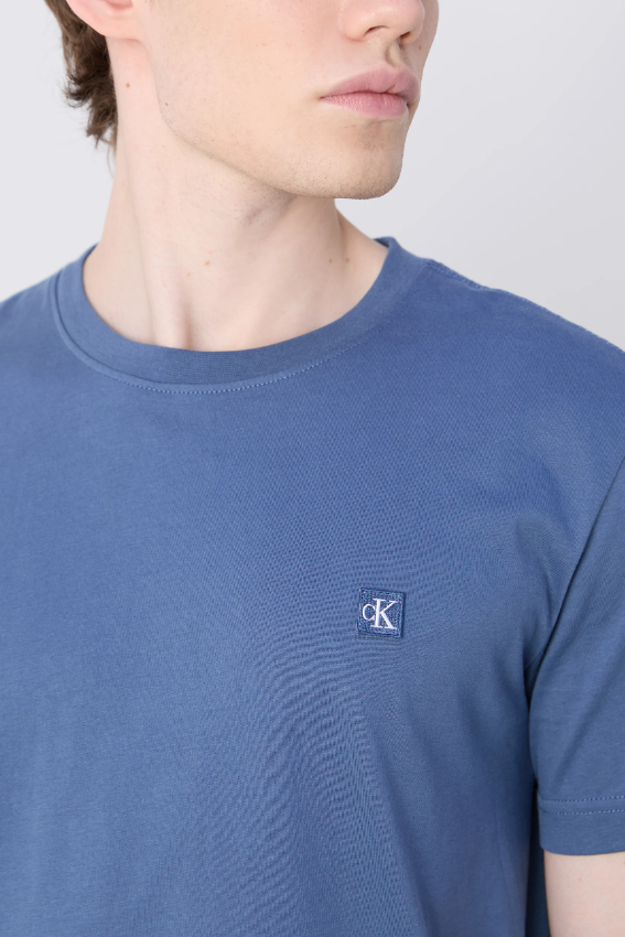 Calvin Klein Monogram Logo Badge Tee Blue Coast