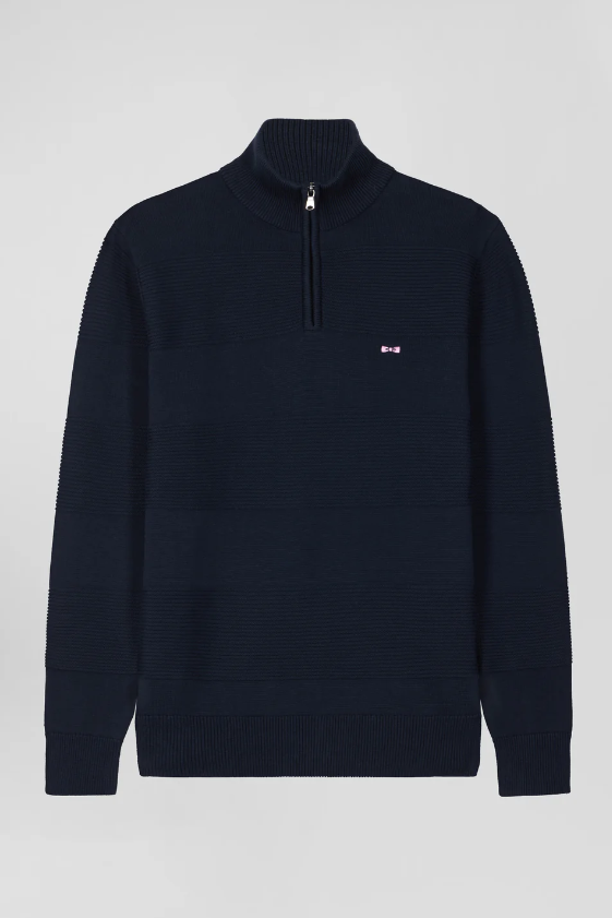 Eden Park Regular Fit Cotton Mesh Half Zip