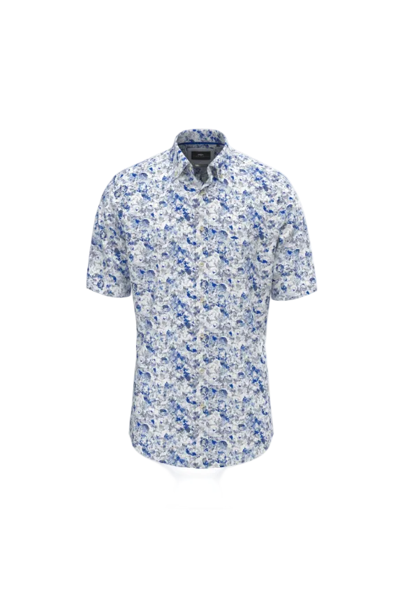 Fynch Hatton Short Sleeve Cotton Print Shirt 1503 8371