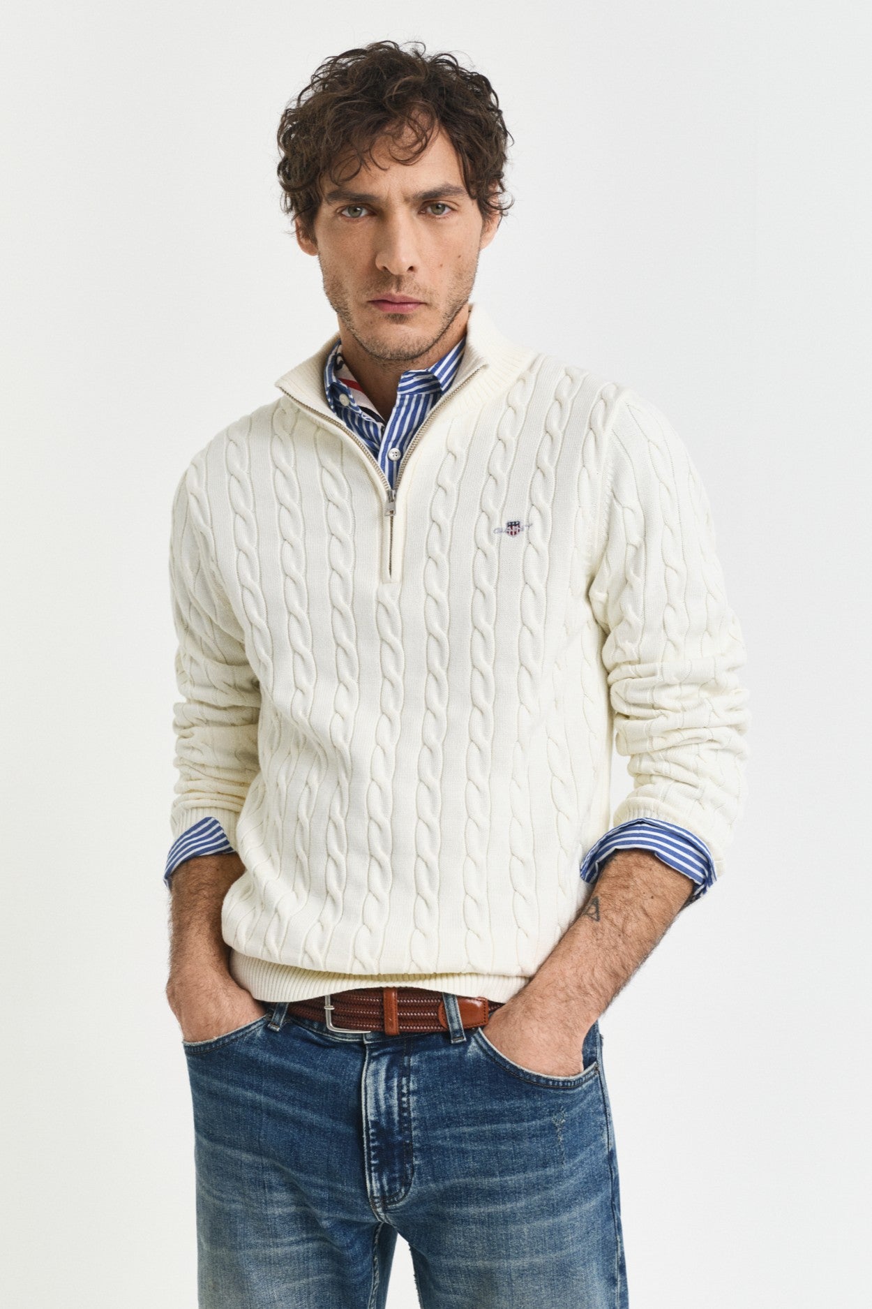 Gant Cotton Cable Knit Half-Zip Sweater 8050603