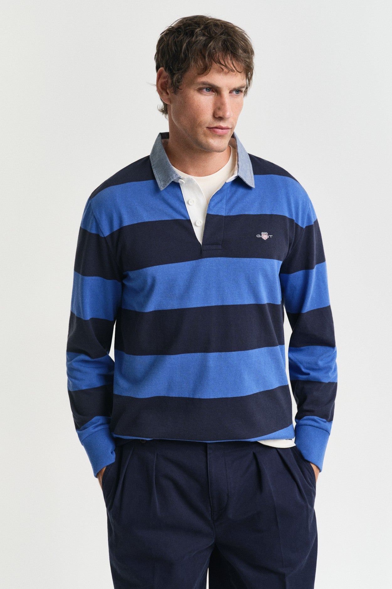 Gant Striped Chambray Heavy Rugby Top 2004083