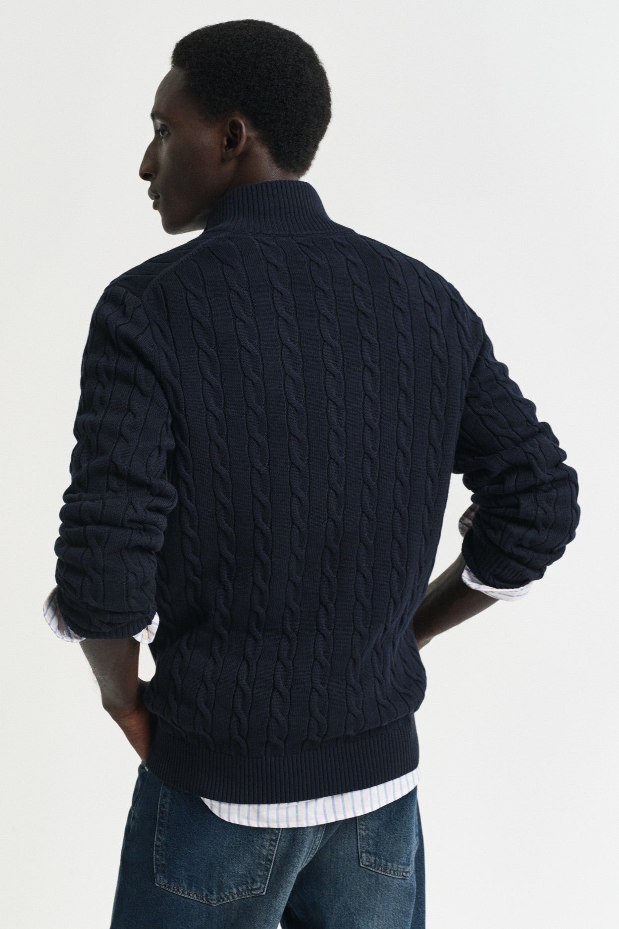 Gant Regular Fit Cable Half Zip Knit