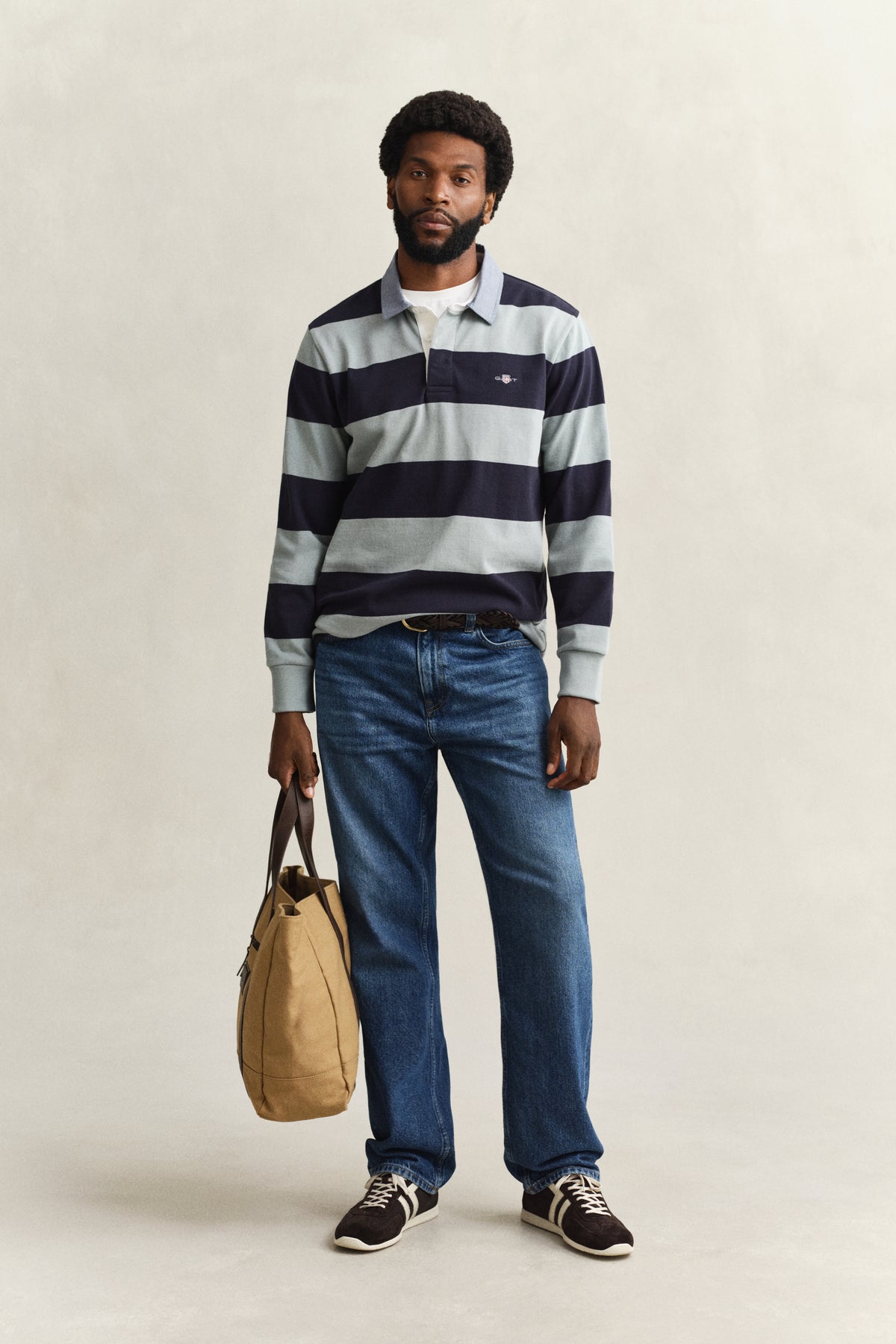 Gant Chambray Collar Striped Rugby Sweater 2004083