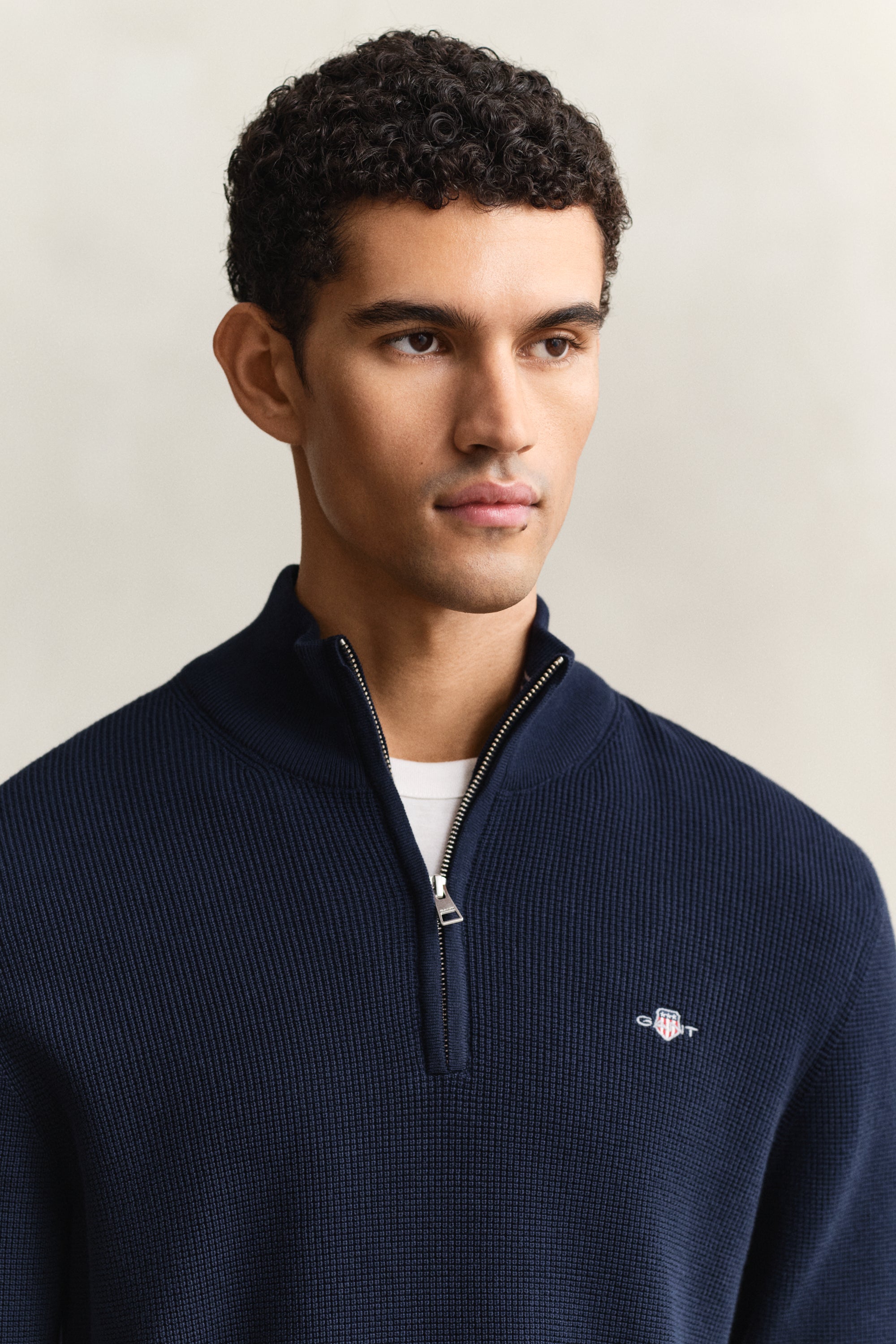 Gant Textured Cotton Rib Half-Zip Sweater 8030292