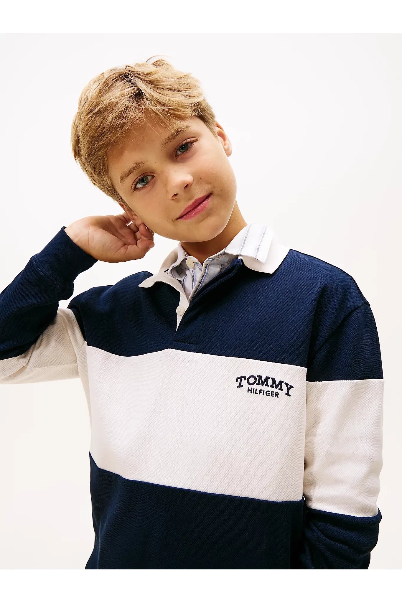 Tommy Hilfiger Kids Colour-Block Long Sleeve Polo Shirt