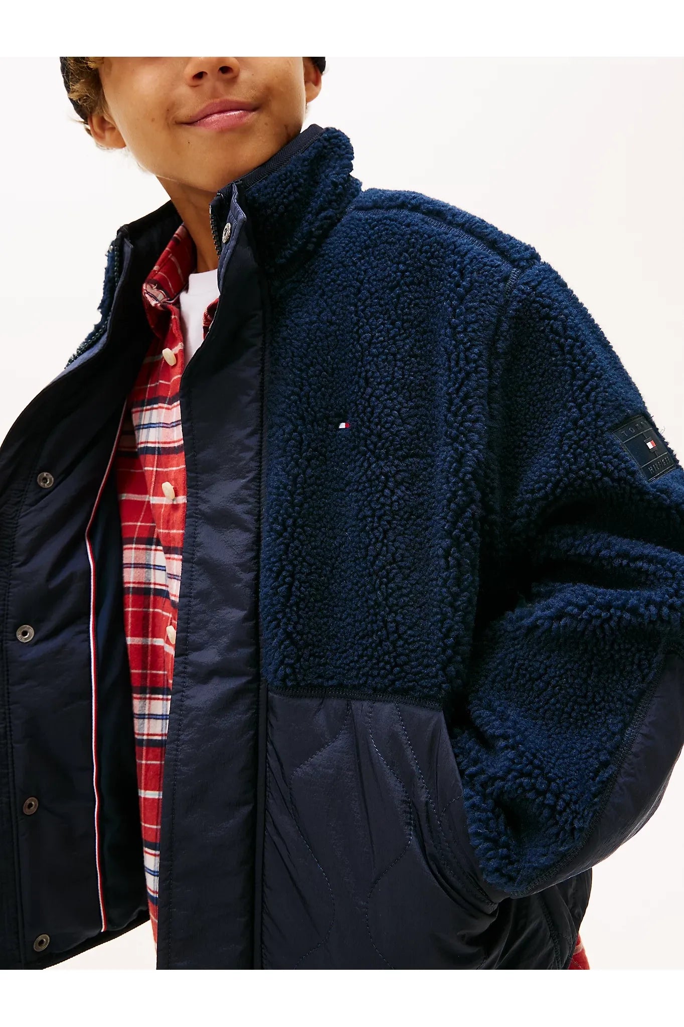 Tommy Hilfiger Kids Teddy Fleece Quilted Bomber Jacket