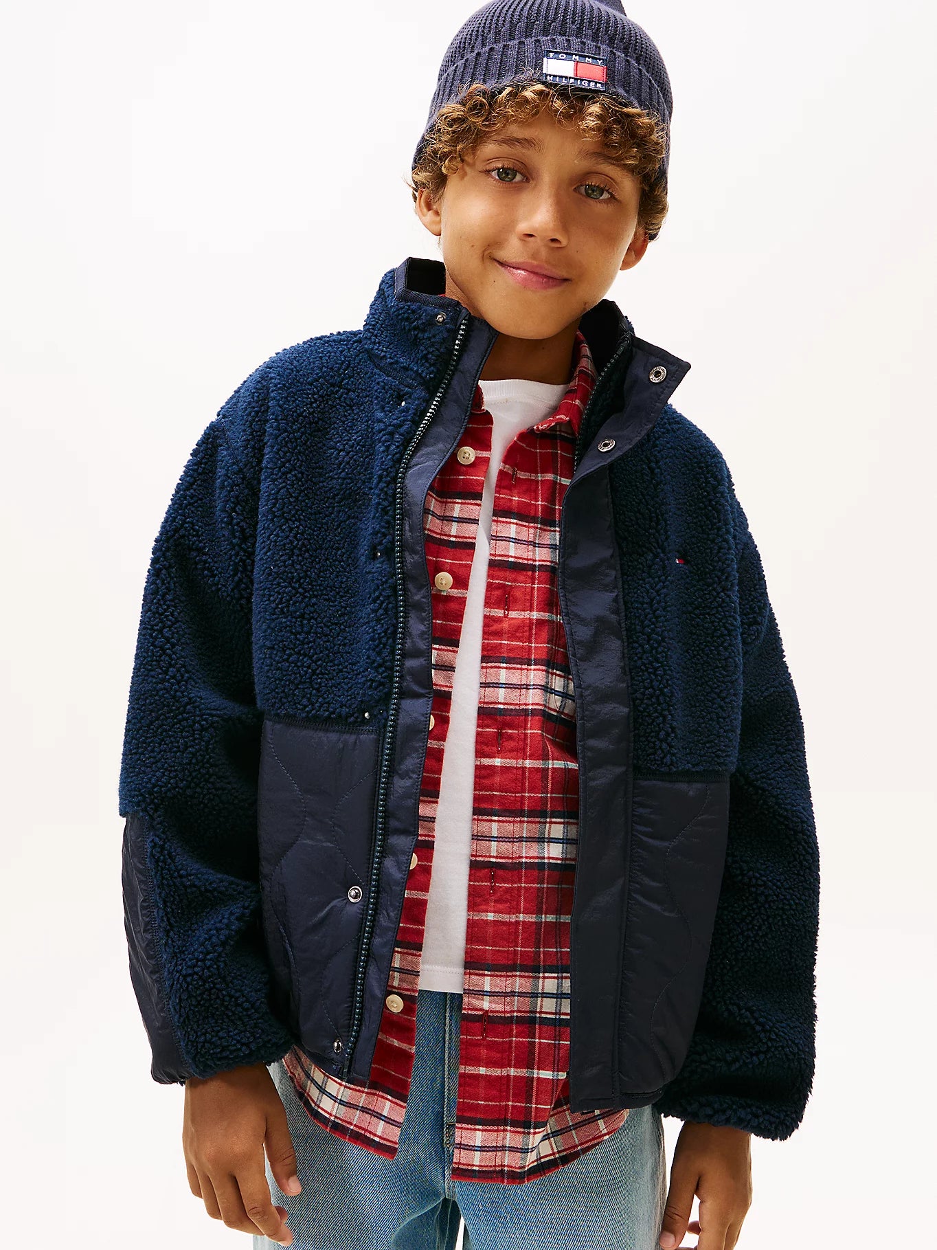 Tommy Hilfiger Kids Teddy Fleece Quilted Bomber Jacket