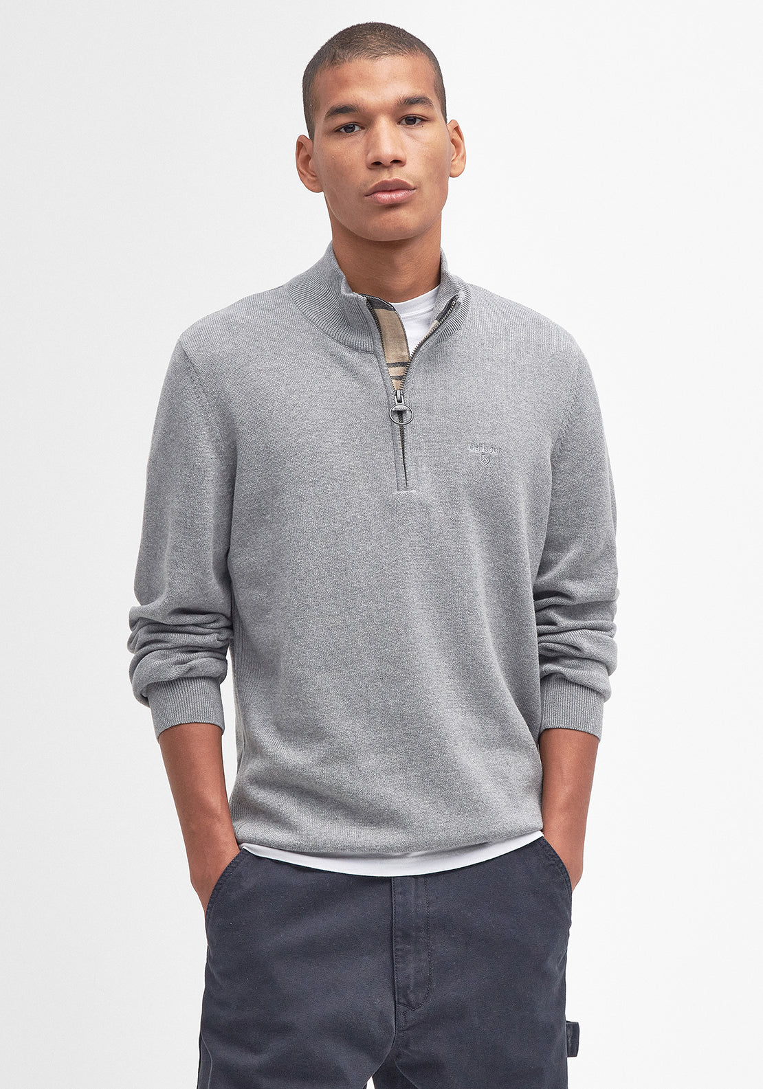 Barbour Cotton Quarter Zip Jumper MKN1074