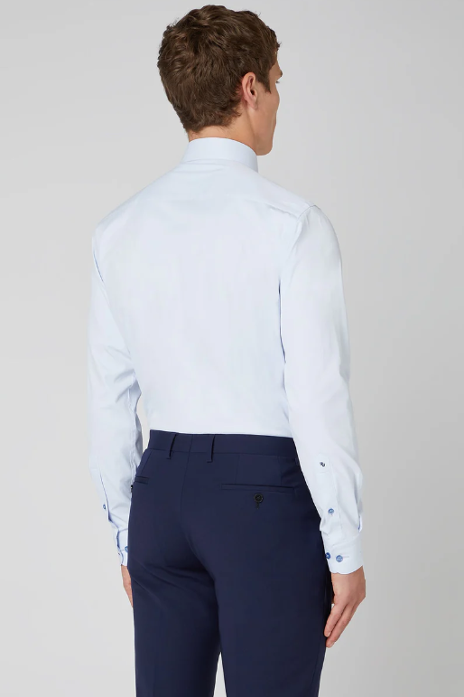 Remus Uomo Tappered Fit Cotton Stretch Shirt Blue 18626