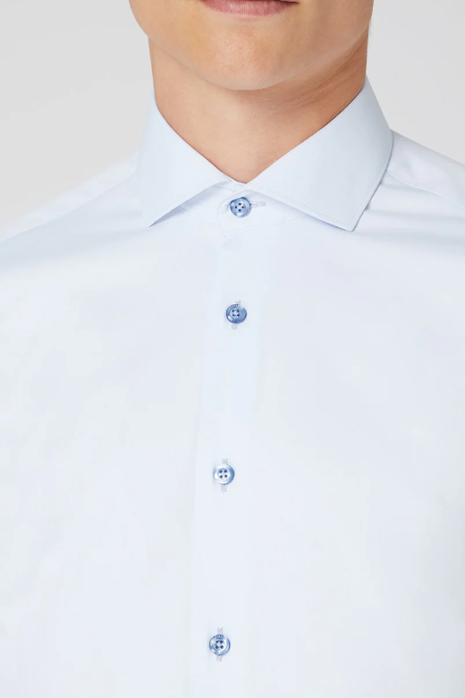 Remus Uomo Tappered Fit Cotton Stretch Shirt Blue 18626