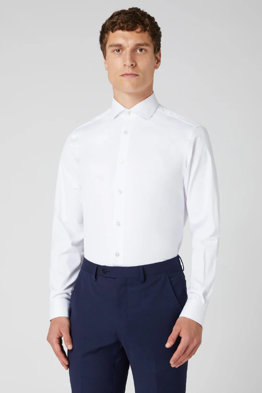 Remus Uomo Tapered Fit Cotton Stretch Shirt White 18626