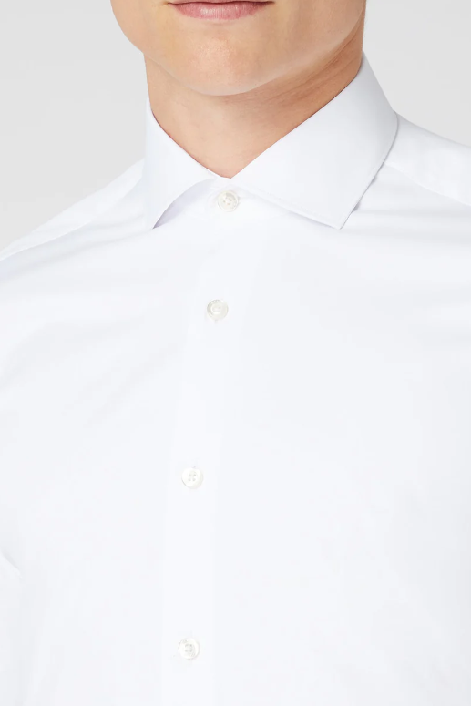 Remus Uomo Tapered Fit Cotton Stretch Shirt White 18626