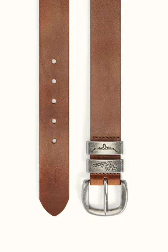 RM Williams Leather Drover Belt Antique Buckle Caramel