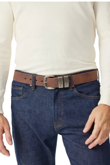 RM Williams Leather Drover Belt Antique Buckle Bark