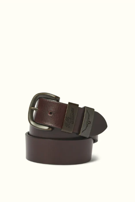 RM Williams Leather Drover Belt Bronze Buckle Chestnut