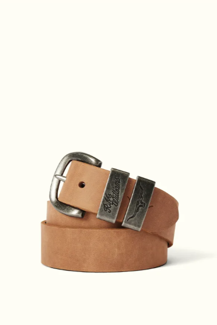 RM Williams Leather Drover Belt Antique Buckle Vintage Brown