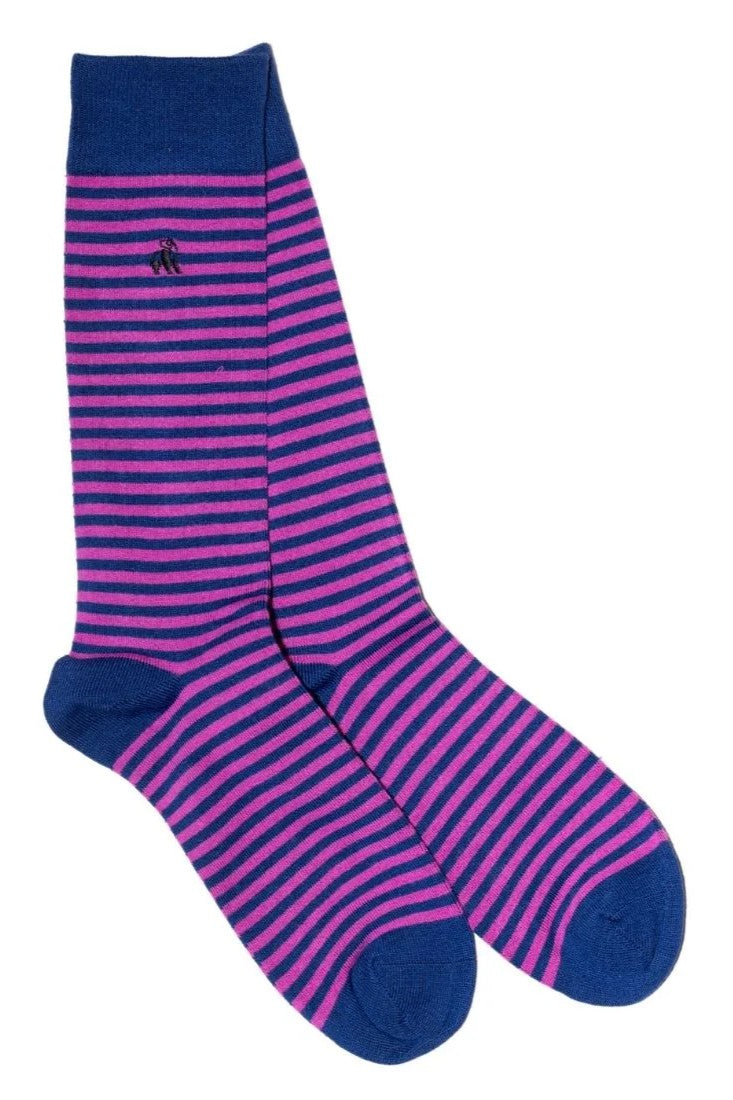 Swole Panda Pink Narrow Striped Bamboo Socks SP498