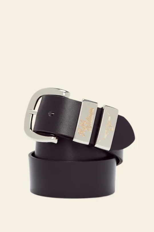 RM Williams Jerrawa Solid Hide Silver Buckle Belt