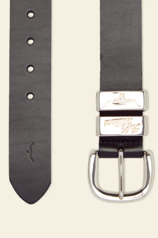 RM Williams Jerrawa Solid Hide Silver Buckle Belt