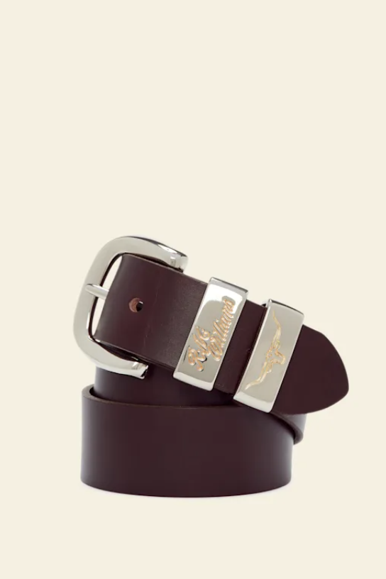 RM Williams Jerrawa Solid Hide Silver Buckle Belt