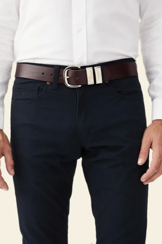 RM Williams Jerrawa Solid Hide Silver Buckle Belt