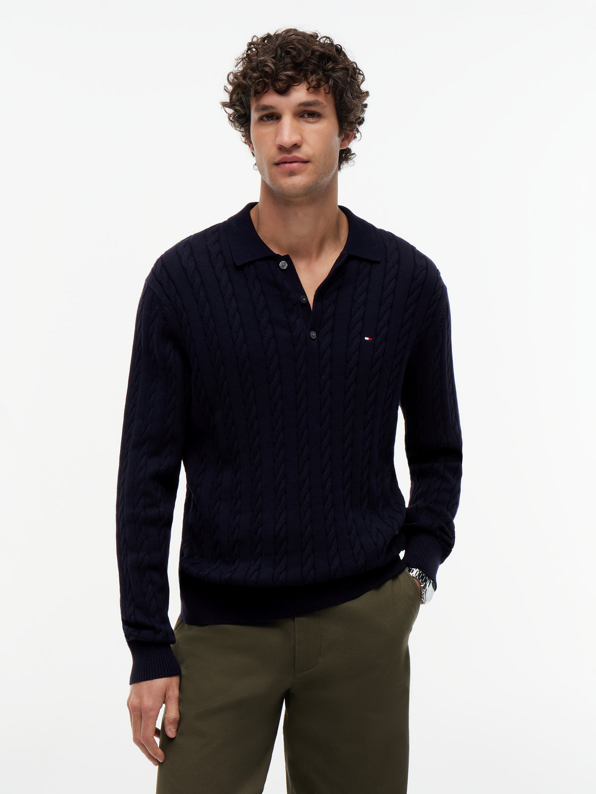 Tommy Hilfiger Cable Knit Polo Jumper 41955