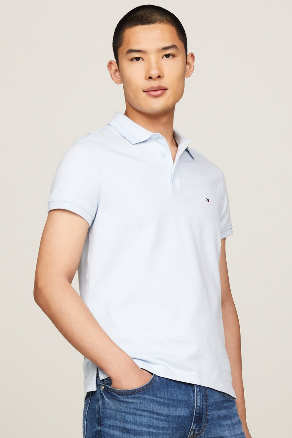 Tommy Hilfiger Slim Fit Polo Pretwist Moul(34755) Breezy Blue