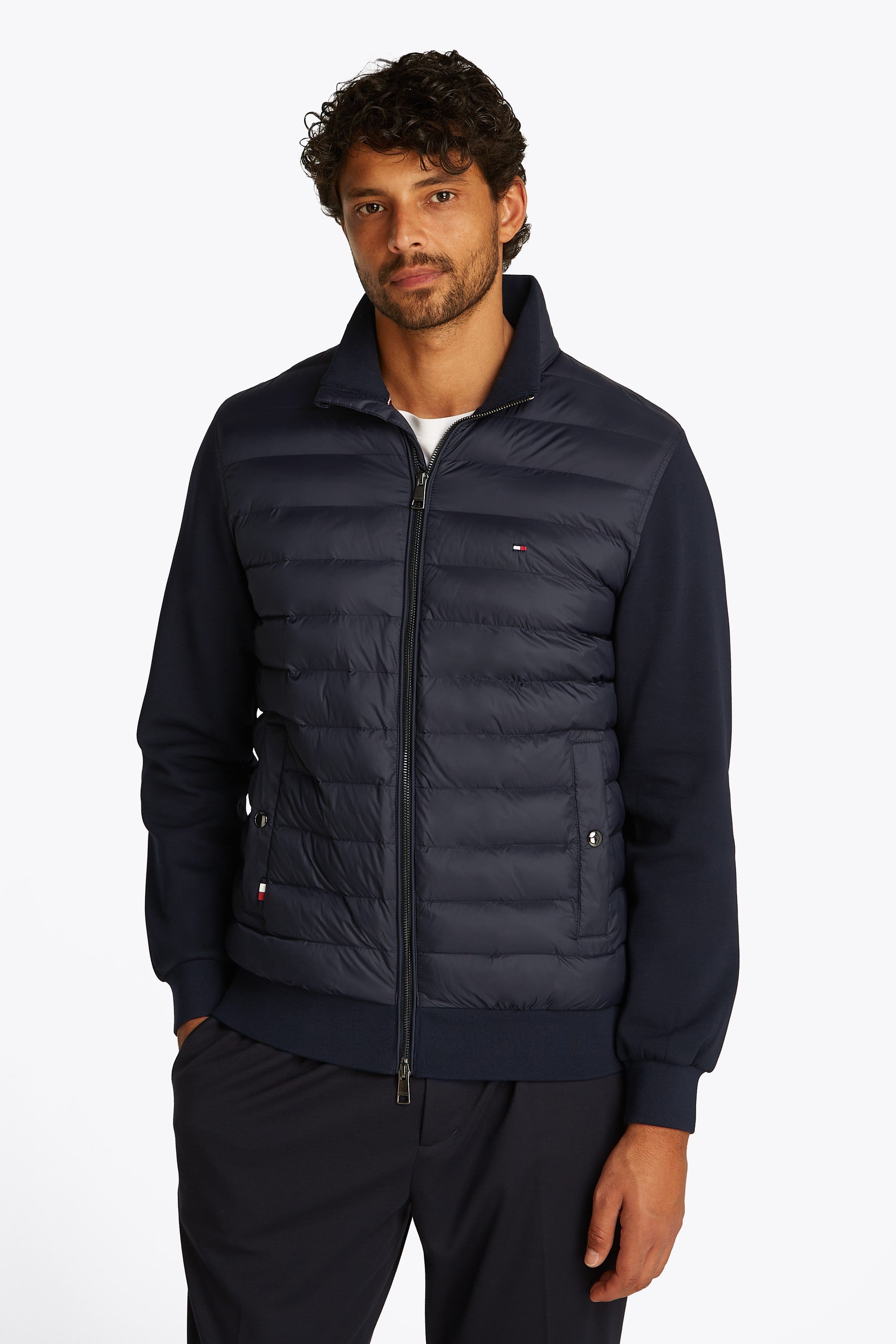 Tommy Hilfiger Mix Media Collar Quilted Zip-up Jacket