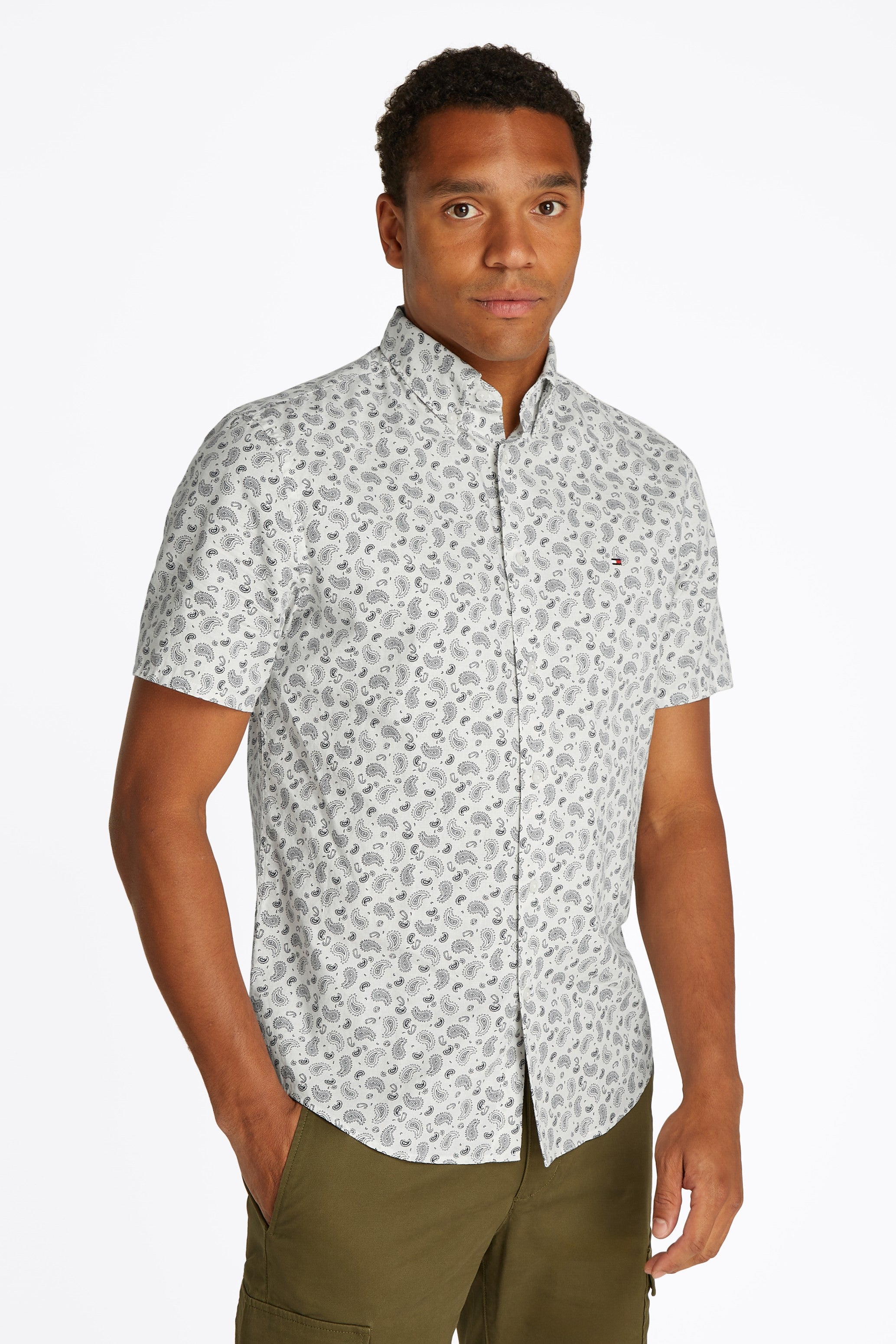 Tommy Hilfiger Linen Paisley Short Sleeve Shirt
