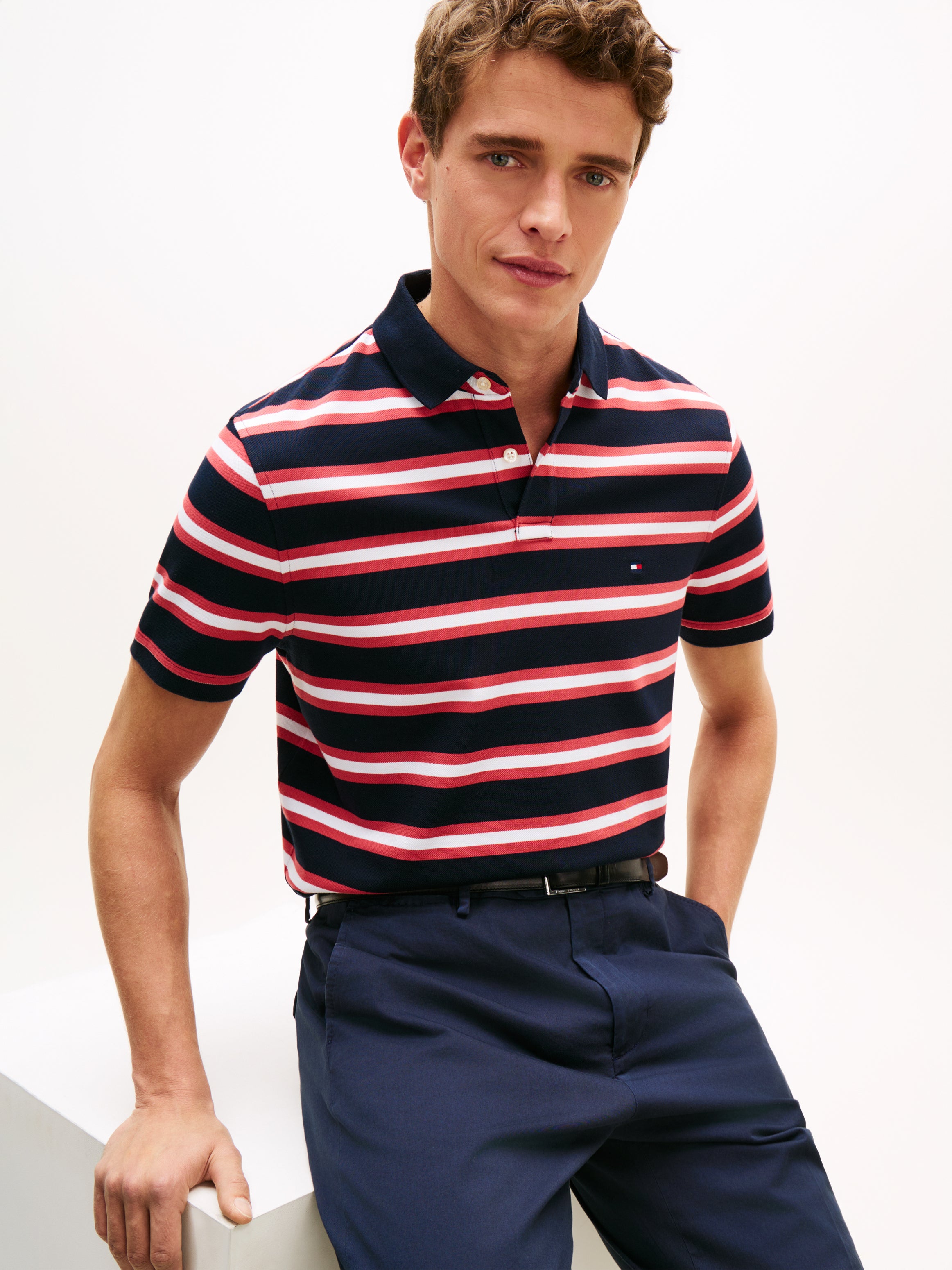 Tommy Hilfiger Stripe Pique Polo Shirt 17770