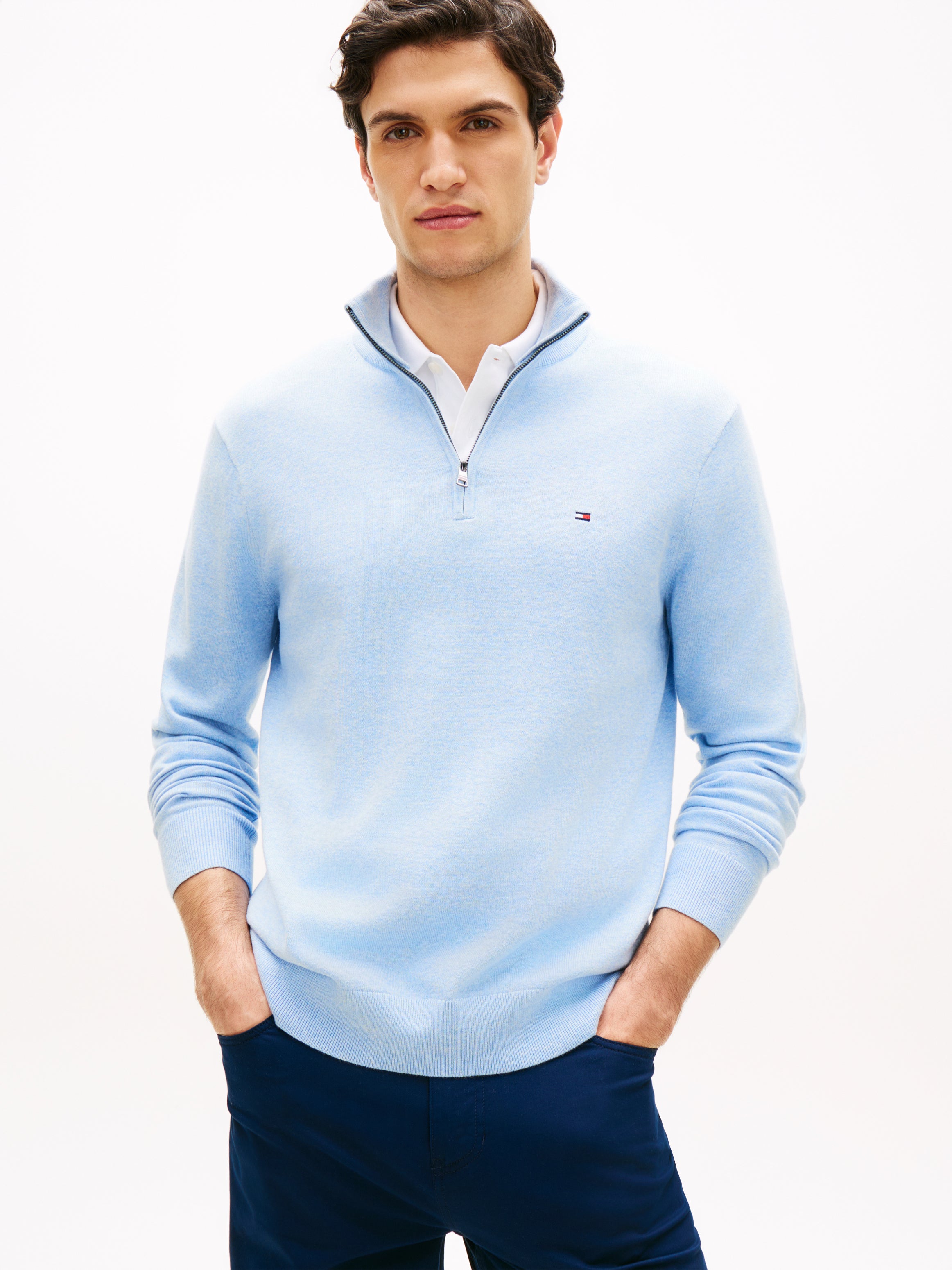 Tommy Hilfiger Flag Embroidery 1/4 Zip Knit Sweater 37331