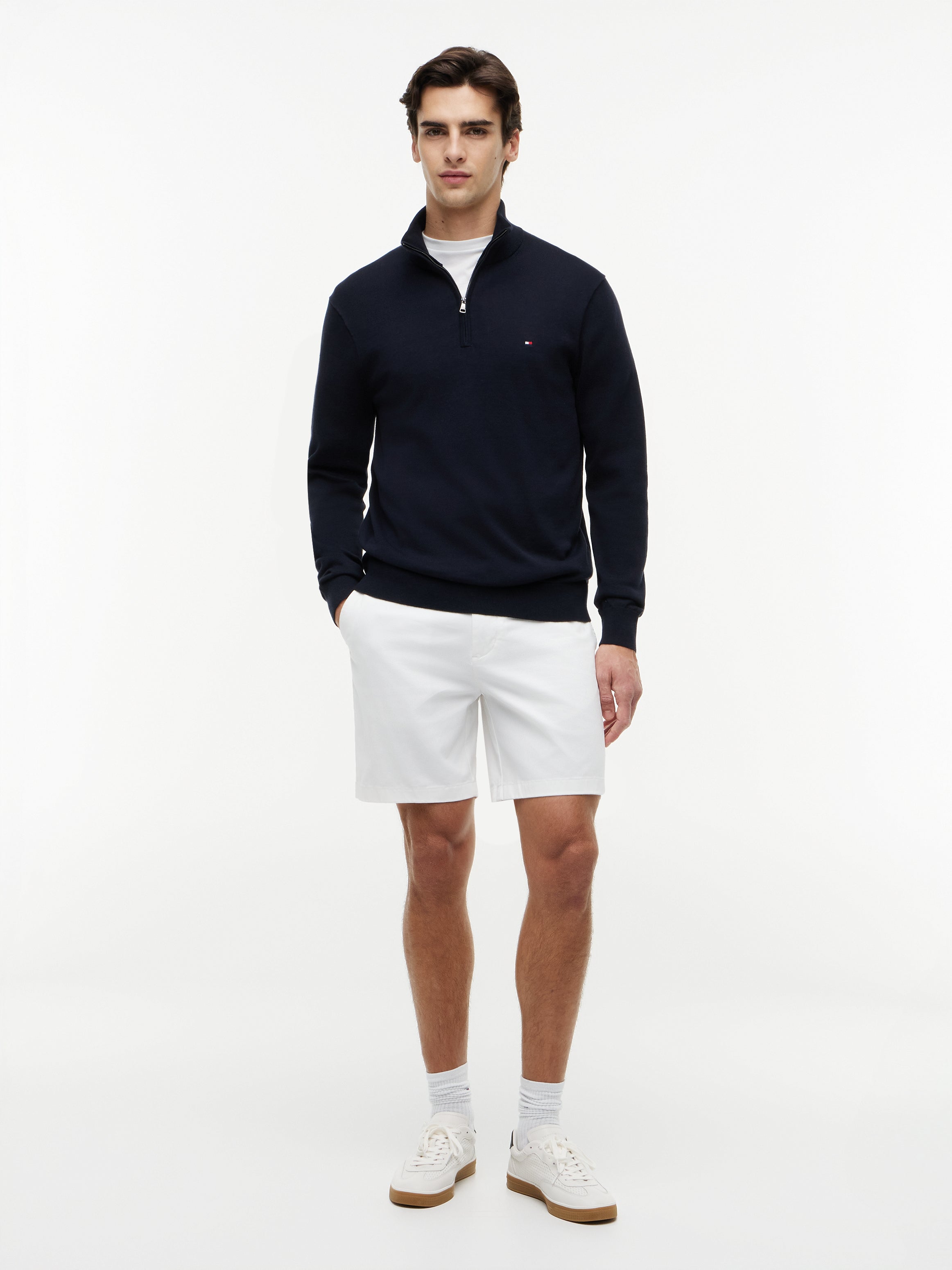 Tommy Hilfiger Flag Embroidery 1/4 Zip Knit Sweater 37331