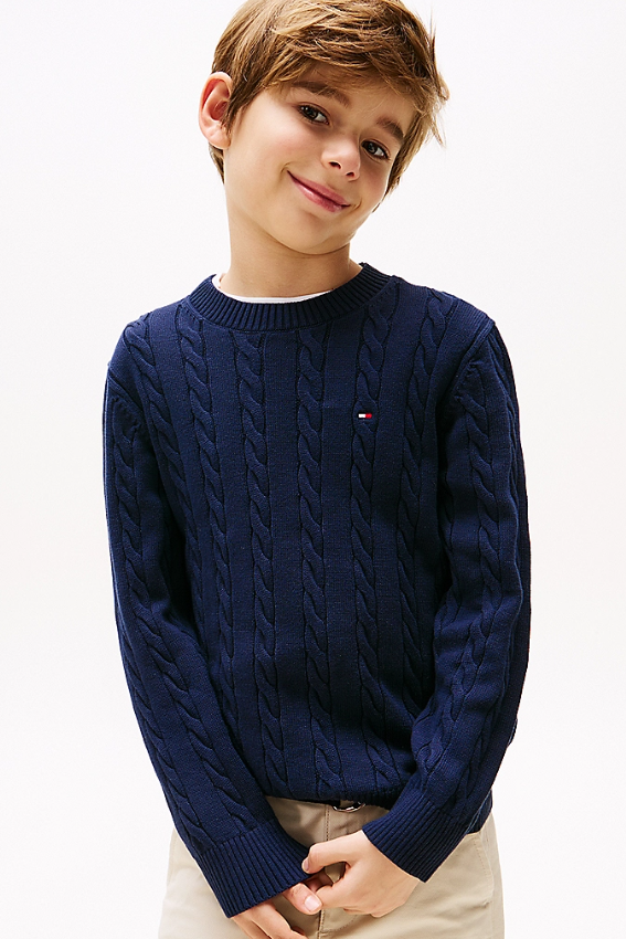 Tommy Hilfiger Kids Crew Neck Cable Sweater