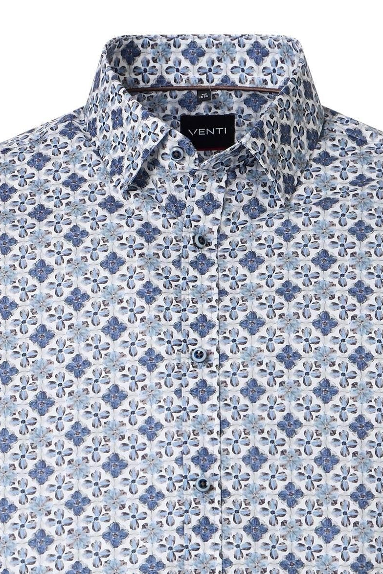 Venti Kent Flower Print Body Fit Shirt 22611238