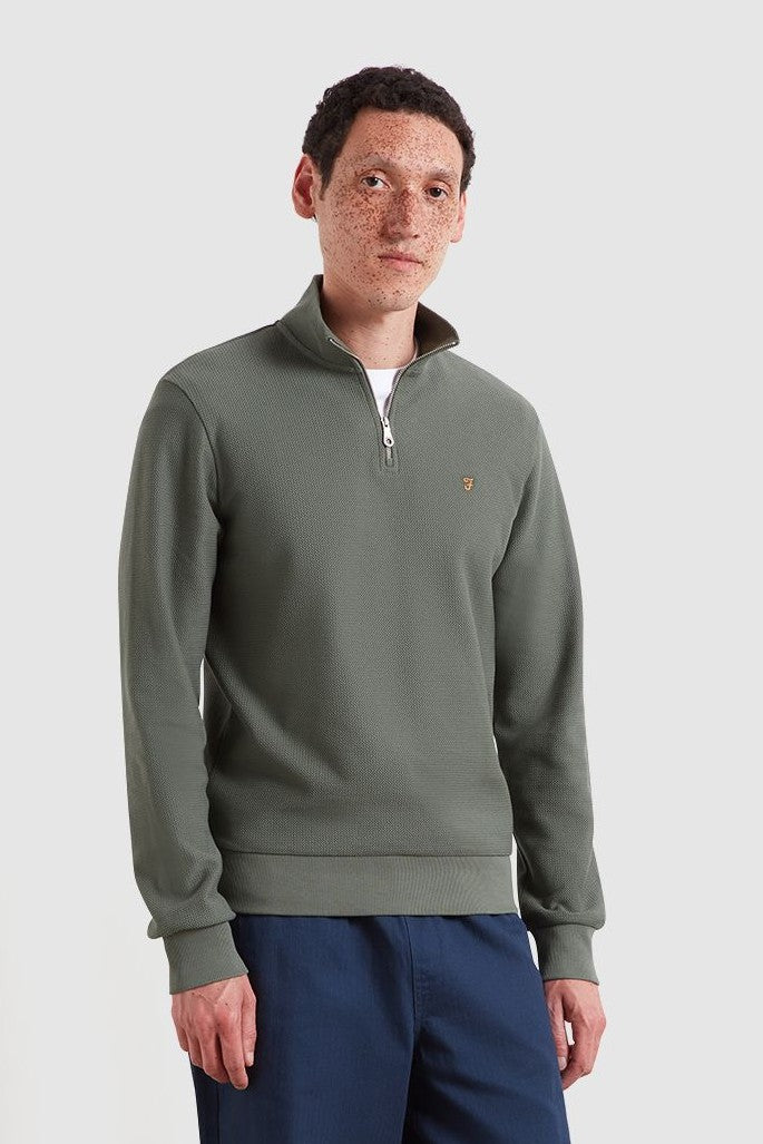 Farah Conrad Textured Quarter Zip Sweatshirt