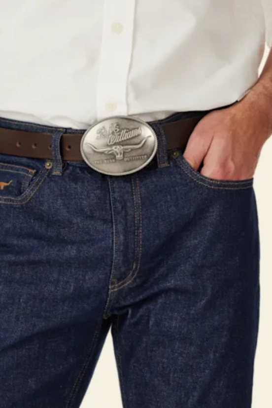 RM Williams Logo Buckle Antique Silver