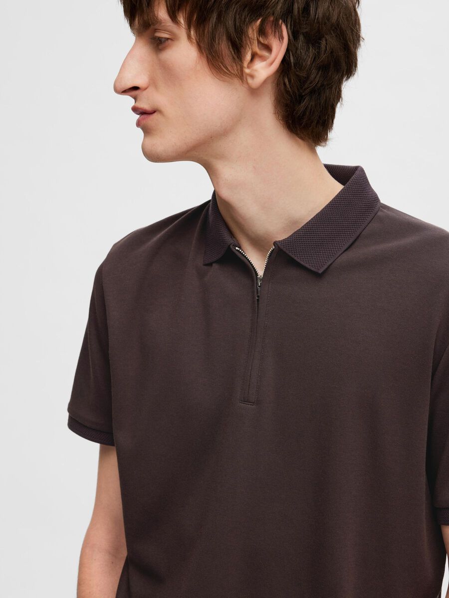 Selected Hommee Zip Polo Chocolate